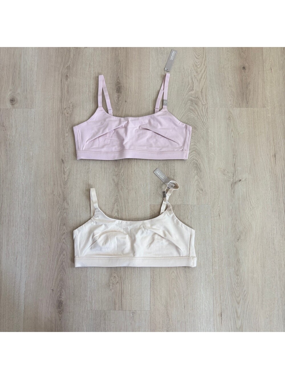 (2) Haven Well Within NWT Cotton Bliss Bralette Set of 2 Pink and Beige Size M
